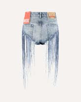 Fringed denim Shorts - BLUE | Base Blu