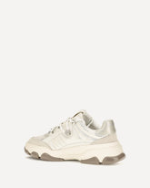 Athena leather Sneakers with sequin details - SILVER | Base Blu