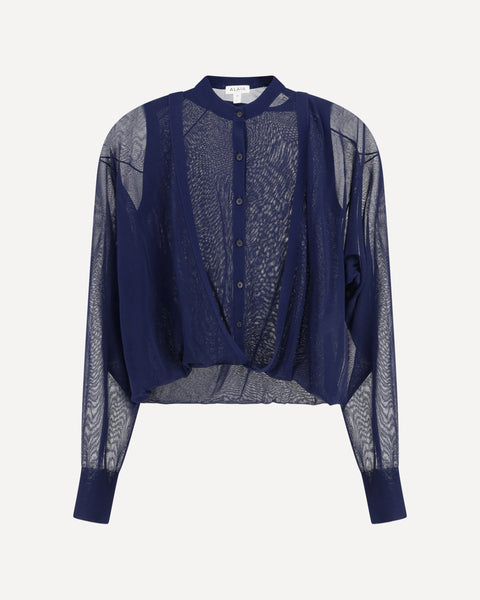 LIGHT WAIT SHEER CARDIGAN .13【NAVY】 LIGHT WAIT SHEER CARDIGAN .13【NAVY】 Blue Sheer Long Sleeve