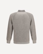 Cashmere Milano Stitch Polo Sweater with zip - GREY | Base Blu