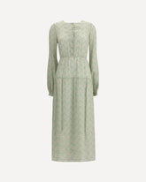Silk long Dress with foliage print - GREEN | Base Blu