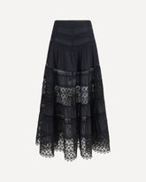 Serza long Skirt in cotton voile - BLACK | Base Blu