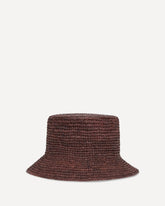Cappello a Secchiello in rafia Orb - MARRONE | Base Blu