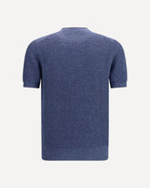 Cotton and linen knit T-Shirt - BLUE | Base Blu