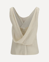 Viscose and linen twill Top - CREAM | Base Blu