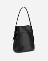 Belted Leather Bucket Bag - BLACK | Base Blu