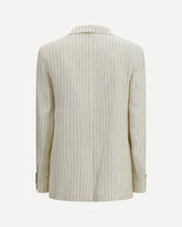 Single-Breasted pinstriped linen Blazer - CREAM | Base Blu