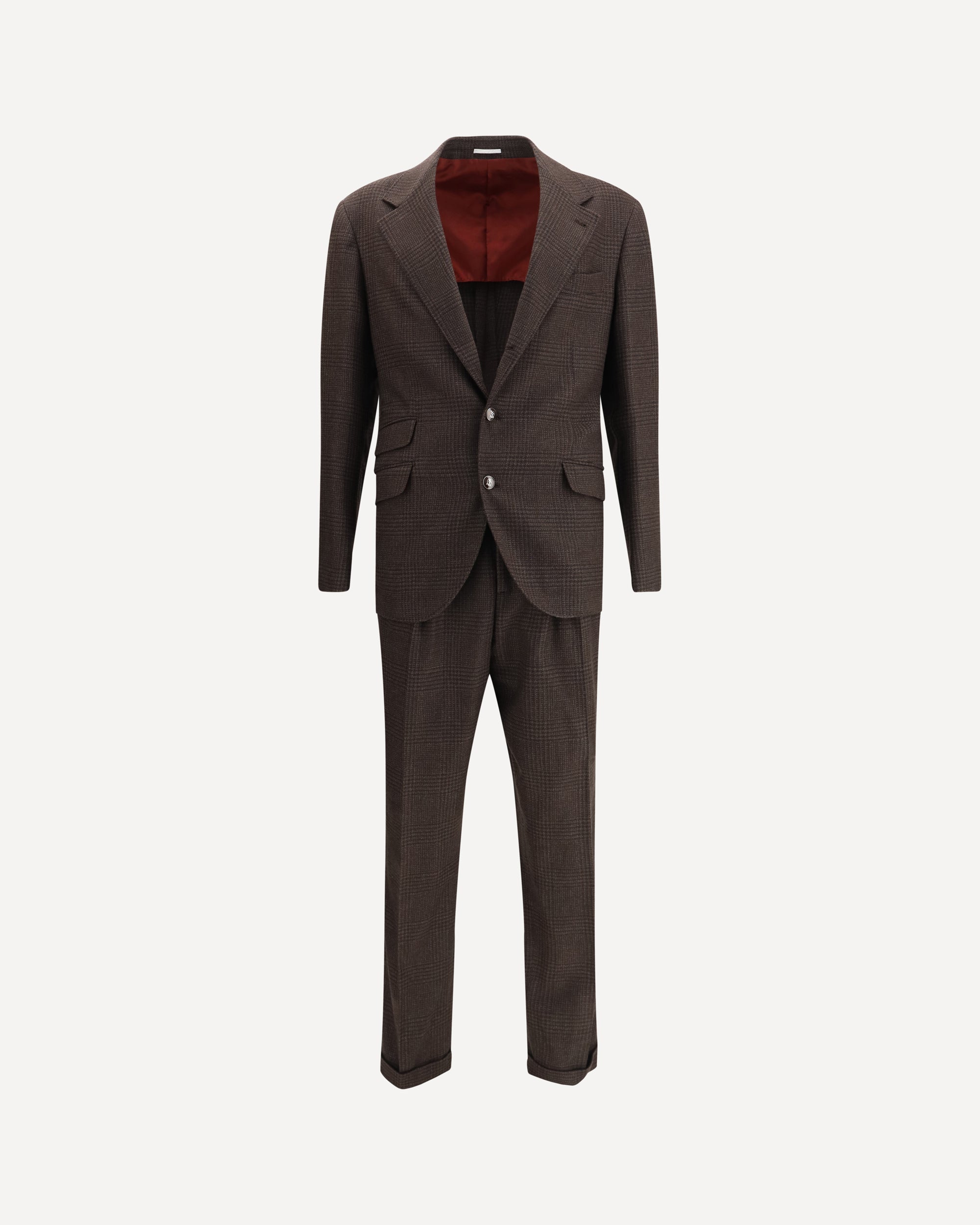 BRUNELLO CUCINELLI Prince of Wales Men's Suit BROWN | Base Blu