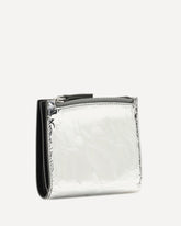 Portafogli bi-fold in pelle metallizzata  - ARGENTO | Base Blu