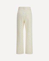 White denim pearl and crystal embroidered Pants - WHITE | Base Blu