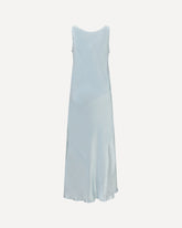 Long satin V-neck Dress - LIGHT BLUE | Base Blu