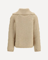 Cardigan con zip in misto alpaca e lana - CREMA  | Base Blu
